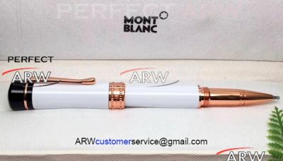 Perfect Replica Mont blanc Bonheur Nuit Fineliner Pen White Resin Rose Gold Clip